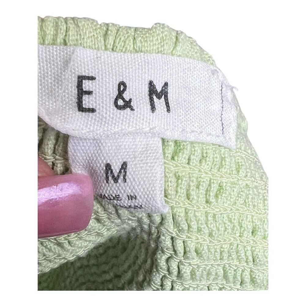 Green Linen Blend Womens Boho Blouse Shirt Top Cottage Indie Fairy Festival M - Picture 6 of 7
